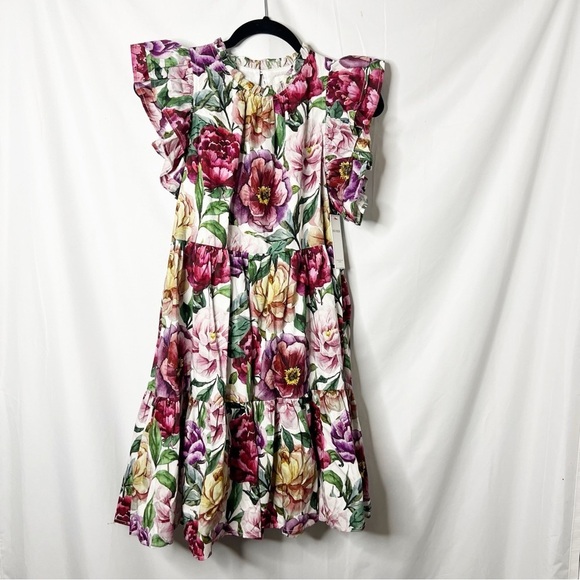 Aura Dresses & Skirts - NEW with tags Aura Floral Tiered Mini Dress with Ruffle Sleeves Size Small
